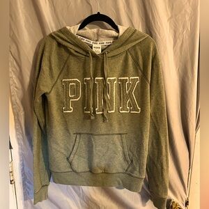 Victoria’s Secret Pink Hooded Sweatshirt, Olive Green, Size Medium.